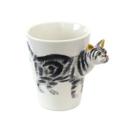 Lovely Unique 3D Coffee Milk Tea Ceramic Mug Cup With Cat Cup Case Best Gift