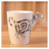 Lovely Unique 3D Coffee Milk Tea Ceramic Mug Cup With Cat Cup Case Best Gift