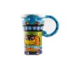 Painted Creative Mug Ceramic Cup Lid With Spoon, Large Capacity Cup, C