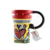 Painted Creative Mug Ceramic Cup Lid With Spoon, Large Capacity Cup, L