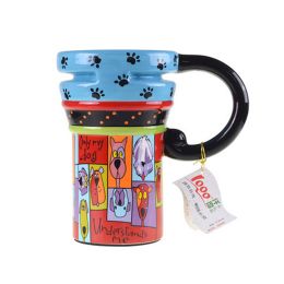 Painted Creative Mug Ceramic Cup Lid With Spoon, Large Capacity Cup, U