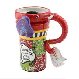 Painted Creative Mug Ceramic Elephant Cup Lid With Spoon, Large Capacity Cup, G