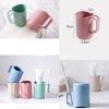 3PCS Unbreakable Wheat Straw Water Cup Touch Bathroom Tumbler,Milk, Juice,Tea,Brushing Cups, #F