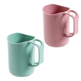 3PCS Unbreakable Wheat Straw Water Cup Touch Bathroom Tumbler,Milk, Juice,Tea,Brushing Cups, #J