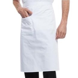 Unisex Half-length Cook Apron Kitchen  Chefs Cooking Aprons, White