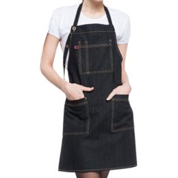 Stain-resistant Kitchen Aprons Cooking Apron Halt Top Chefs Cook Apron Black