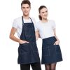 Wearable Chefs Cook Apron Stain-resistant Half-length Blue Kitchen Aprons