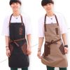 Fashion Wearable Chefs Cook Apron Stain-resistant  Kitchen Aprons Coffee Restaurant Work Clothes,E