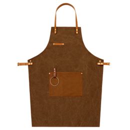 Fashion Wearable Chefs Cook Apron Stain-resistant  Kitchen Aprons Coffee Restaurant Work Clothes,L