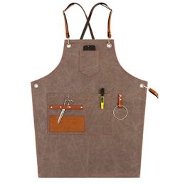 Fashion Wearable Chefs Cook Apron Stain-resistant  Kitchen Aprons Coffee Restaurant Work Clothes,O