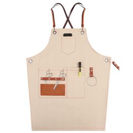 Fashion Wearable Chefs Cook Apron Stain-resistant  Kitchen Aprons Coffee Restaurant Work Clothes,Q