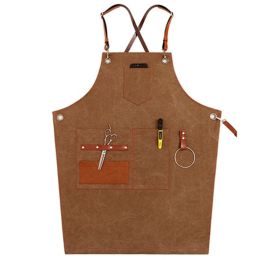 Fashion Wearable Chefs Cook Apron Stain-resistant  Kitchen Aprons Coffee Restaurant Work Clothes,R