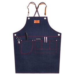 Fashion Wearable Chefs Cook Apron Stain-resistant  Kitchen Aprons Coffee Restaurant Work Clothes,W