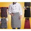 Chef Half Apron Waist Bistro Aprons with Pocket for Kitchen Cafe Cooking, Checks