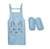 1 piece Classic Stripe Waterproof Cooking Kitchen Aprons with Oversleeves, BLUE