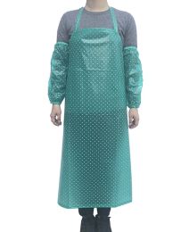 2 sets PVC Waterproof Oil-proof Apron for Home Kitchen Garden, GREEN