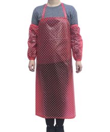 2 sets PVC Waterproof Oil-proof Apron for Home Kitchen Garden, RED