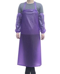 2 sets PVC Waterproof Oil-proof Apron for Home Kitchen Garden, PURPLE