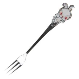 3 Pcs Children Cartoon Rabbit Tableware Stainless Cutlery Fork Fruit Fork