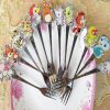 3 Pcs Children Cartoon Rabbit Tableware Stainless Cutlery Fork Fruit Fork