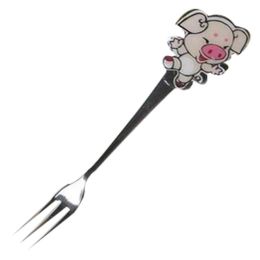 3 Pcs Cartoon Pig Children Tableware Stainless Cutlery Fork Fruit Fork