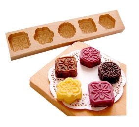 Dessert Baking Molds/Wooden Carving Baking Molds, Five Flowers(28.5*5.5*1.4cm)