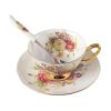 Tea Time Cup/Saucer/Spoon Set Coffee Cup Set Porcelain Tea Cup Ceramic Mug 6.8OZ