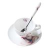 Cute Squirrel Tea Cup and Saucer Set Spoon Coffee Cup Porcelain Coffee Mug 6.1OZ