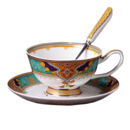 Retro Persia Courtly Style Coffee Cup Set English Style Tea Mug With Plate & Spoon