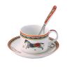 Fashion Coffee Cup Set English Style Tea Mug With Plate & Spoon (Horse)