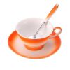 Elegant Design Coffee Cup Set English Style Tea Mug With Plate & Spoon (Orange)