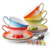 Elegant Design Coffee Cup Set English Style Tea Mug With Plate & Spoon (Orange)