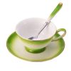 Elegant Design Coffee Cup Set English Style Tea Mug With Plate & Spoon (Green)