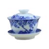 Large Blue & White Porcelain Teacup with Lid