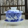 Large Blue & White Porcelain Teacup with Lid