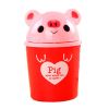 Set of 3 Red Pig Pattern Desktop Trash Mini Cartoon Plastic Storage Barrel