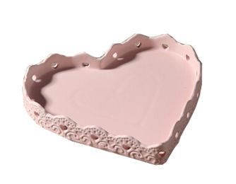 Ceramics Serving Dishes Trays Platters Candy Dishes Decorative Tray Heart-shaped 8 Inch (Pink)