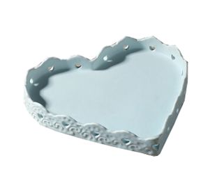 Ceramics Serving Dishes Trays Platters Candy Dishes Decorative Tray Heart-shaped 8 Inch (Blue)