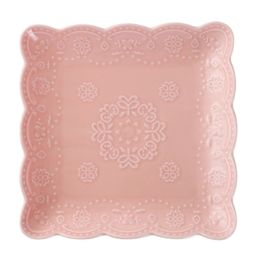 Ceramics Serving Dishes Trays Platters Candy Dishes Decorative Tray Steak Plate 7.87 Inch (Pink)