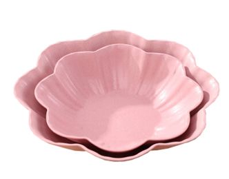 Set of 2 Decorative Tray Snacks Dishes Trays Platters Candy Dishes Fruit Plate (Pink)
