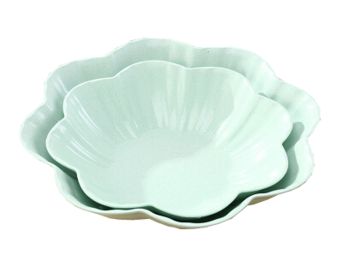 Set of 2 Decorative Tray Snacks Dishes Trays Platters Candy Dishes Fruit Plate (Green)