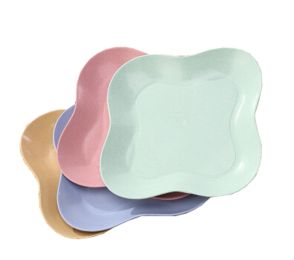 4 Set Decorative Tray Snacks Dishes Trays Platters Candy Dishes Fruit Plate (Diameter 14cm)