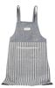 Japanese Style Cotton & linen Cloth with Pocket Unisex Cooking Aprons Stitching Stripe Strap, Blue