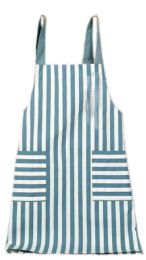 Japanese Style Cotton & linen Simple Cloth with Pocket Unisex Cooking stripe Aprons,blue,