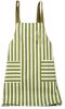 Japanese Style Cotton & linen Simple Cloth with Pocket Unisex Cooking Stripe Aprons, Green