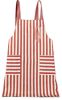 Japanese Style Cotton & linen Simple Cloth with Pocket Unisex Cooking Stripe Aprons, Red