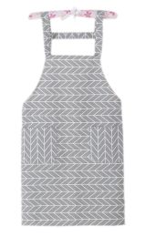 Durable Cotton Apron with Pocket Simple Restaurant Apron Home Bib,Diamond-shaped lattice,Gray