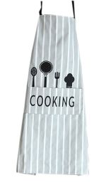 Durable Cotton Apron with Pocket Simple Restaurant Apron Home Bib,White, stripes, standard models