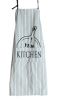 Durable Cotton Apron with Pocket Simple Restaurant Apron Home Bib,White, Vertical stripes