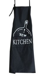 Durable Cotton Apron with Pocket Simple Restaurant Apron Home Bib,Black with pattern